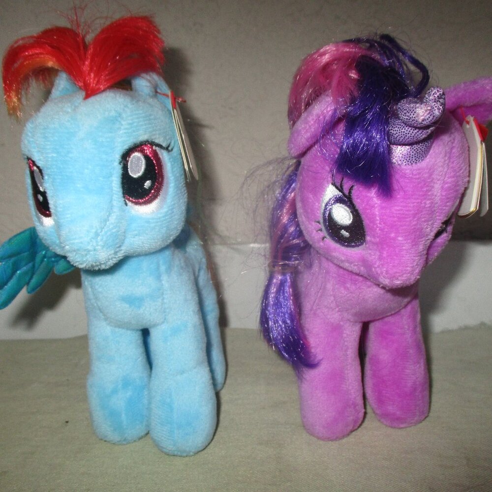 My Little Pony Ty 7" Plush Lot 2 Rainbow Dash Twilight Sparkle with Tags 2013